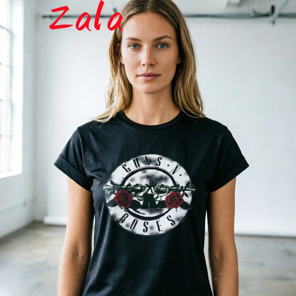 GUNS and Roses Rock Band Printed Women's T-shirt Streetwear T-shirt Female Punk Summer Top Casual Short Sleeved Women's Clothing