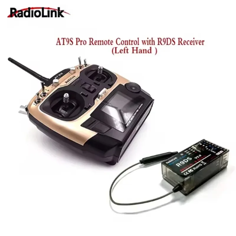 Radiolink AT9S Pro Left Hand 12 Channels 2.4G 7.4~18.0V DSSS FHSS Radio Transmitter With R9DS Receiver for Car Boats Drone
