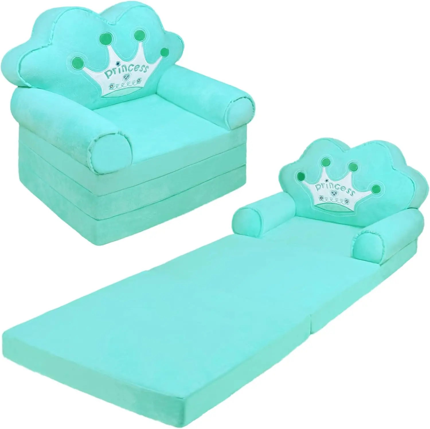 

Kids Couch Fold Out, Foldable Princ Chair For Toddlers 1-3, Sofa Bed For Kids Folding Toddler Bed Lounger Chair For Bedroom,