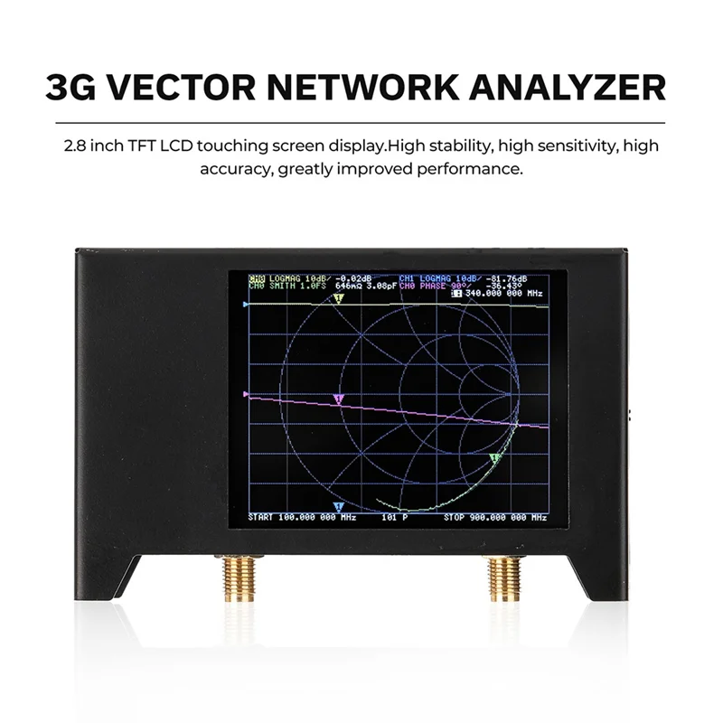 ABYC NanoVNA V2 2,8 inch TFT-aanraakscherm 3G vectornetwerkanalysator SAA2 kortegolfantenneanalysator HF VHF netwerkanalysator