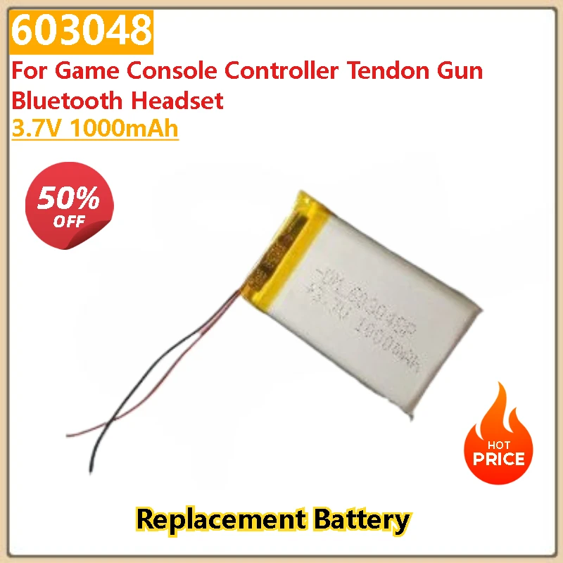 

603048 3.7V 1000mAh Battery for Game Console Controller Tendon Gun Bluetooth Headset Lithium Polymer Cell