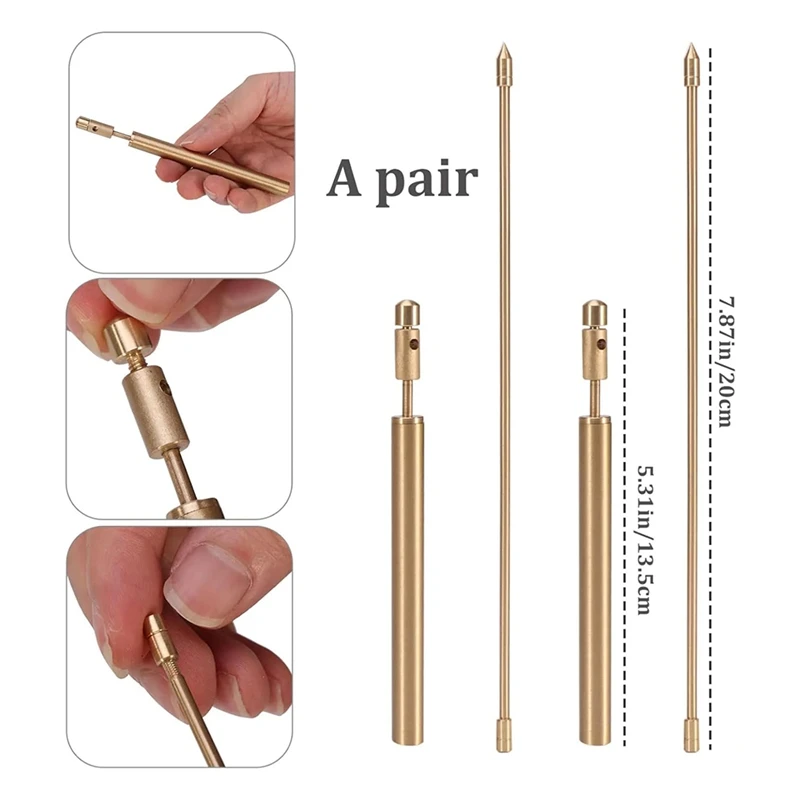 New Dowsing Rods Copper 1 Pair Smooth Rotation Divining Rods Solid Copper Rods Dowsing Rods Spiritual With Instructions