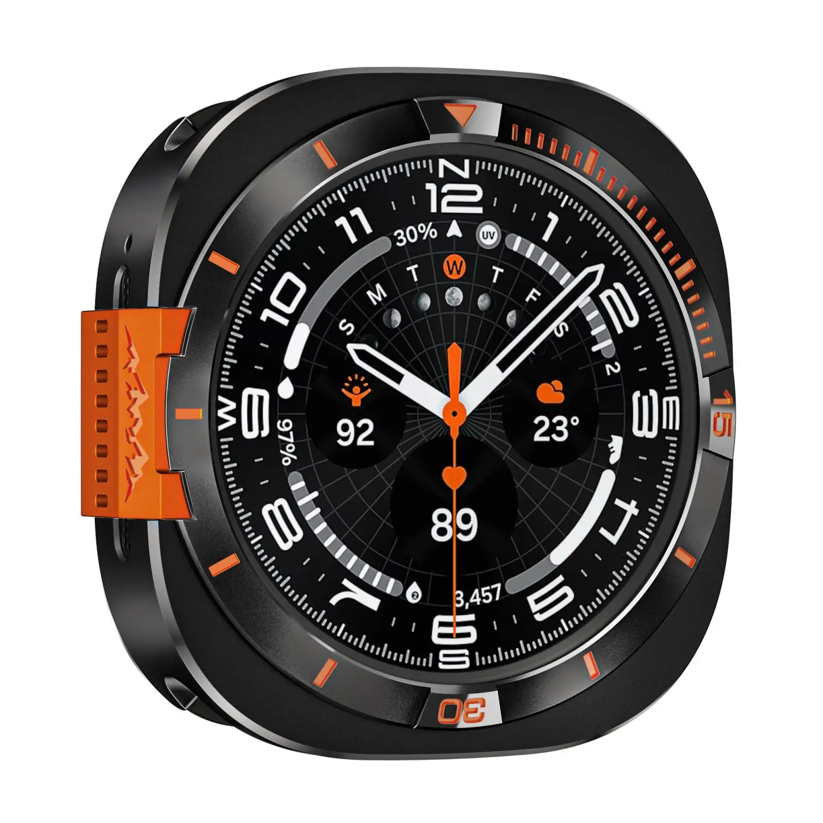 For Samsung Galaxy Watch Ultra 47mm / Ultra 2025 Alpine Style PC Integrated Metal Watch Protective Case(Black Orange Oil)