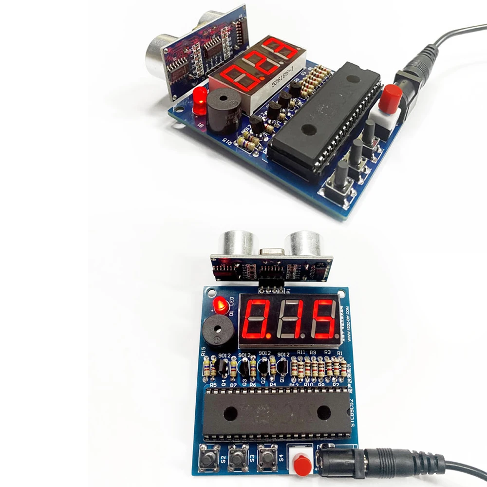 diy electronic Ultrasonic Rangefinder Kit alarm HC-SR04 Reversing radar diy soldering project 51 MCU(no battery)