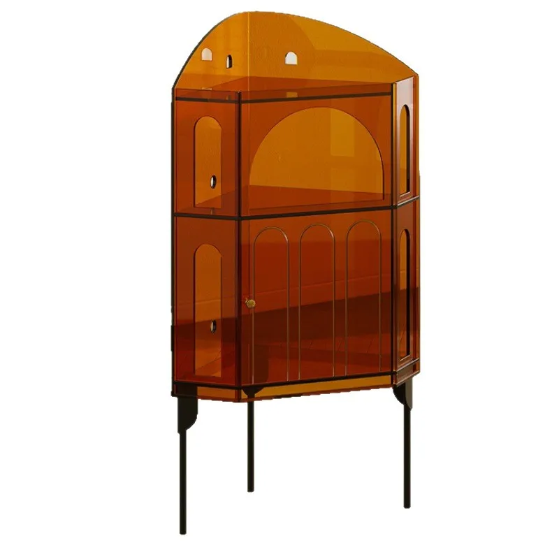 Acrylic light luxury corner cabinet storage triangle cabinet dining side locker