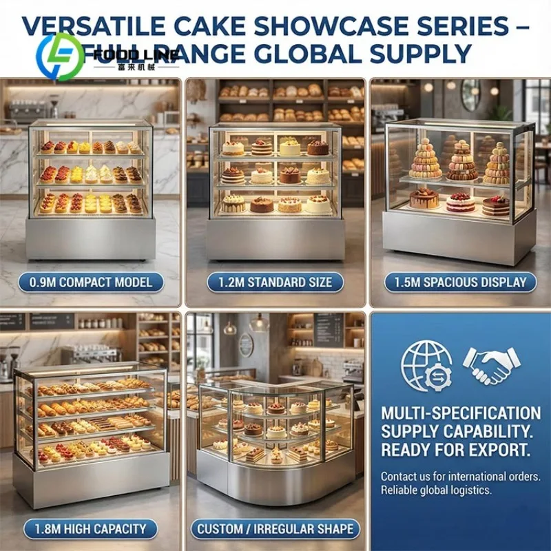 Customized Refrigerated Display Cake showcase Refrigerator Counter Top Deck Cake Display showcase for Cake Shop