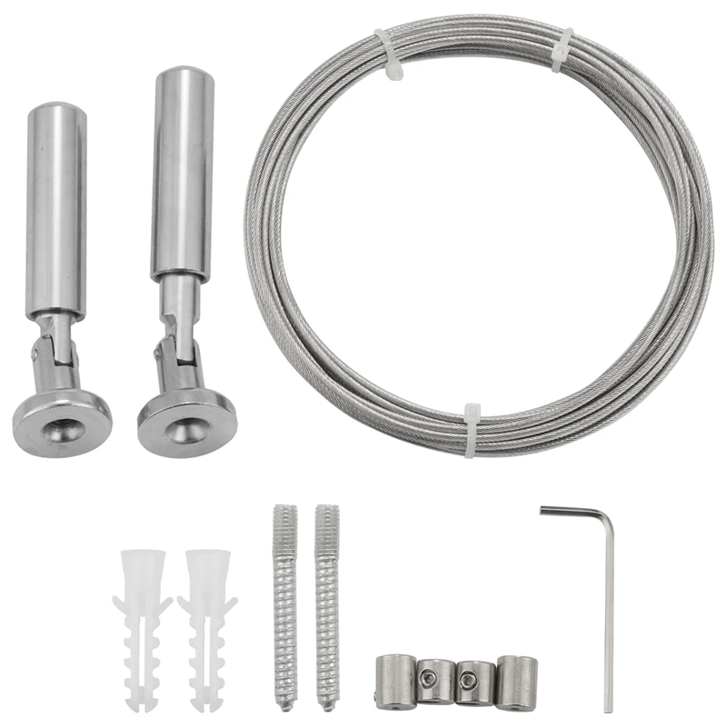 

Wall Mount Curtain Wire Rod Set For Art Display - Stainless Steel Photo Hanging Wire Clothesline Wire Window Curtain Tension Wir