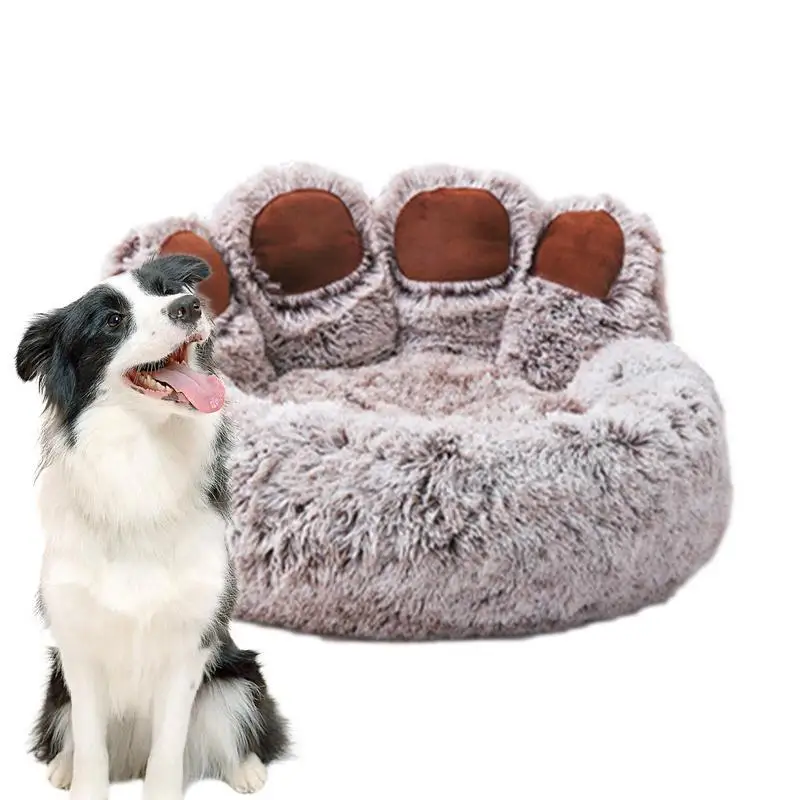 Dog Sofa Couch Anti-skid Plush Sleeping Couch With Removable Inner Pad Paw Shape Pets Beds For Dog Puppy Cat Kitten In Bedroom