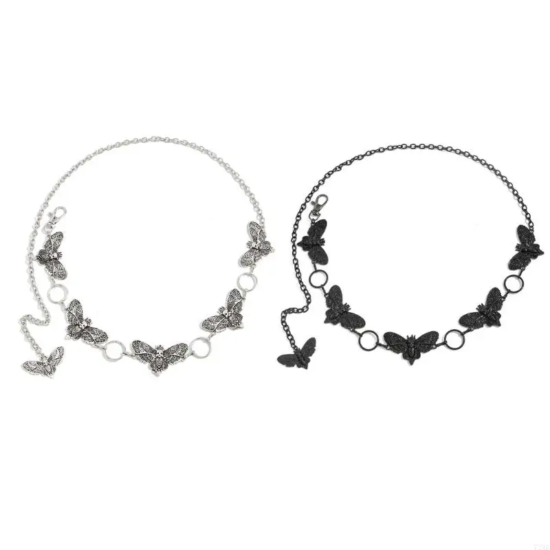 72XE 神秘的なダークメタルウエストチェーン蛾の詳細デザインパーティーフェスティバル着用