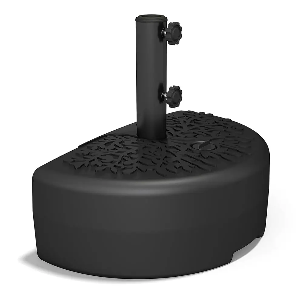 

126 Lb Half Round Heavy Duty Water Fillable Base Stand For Patio Outdoor Wall Umbrella, Black