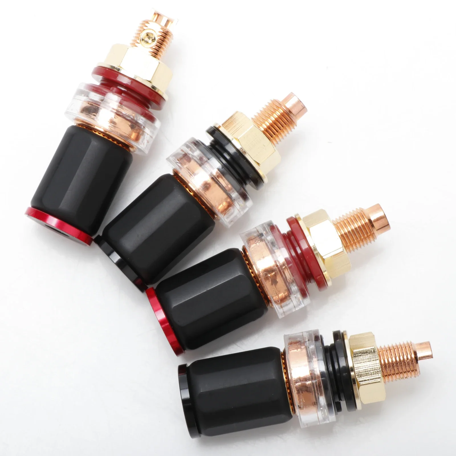 Binding Post Red Copper plated purple copper solder free wiring short post for audiophile speakers For Amplifier CD DVD Player