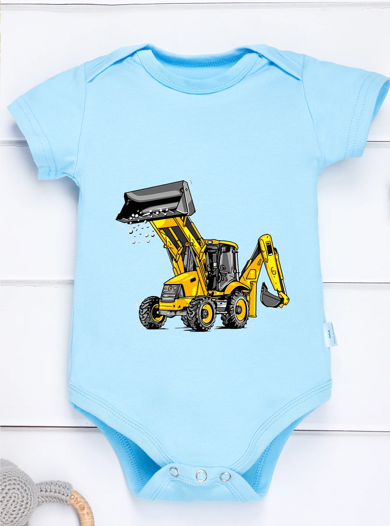 One-pieces0-24M Infant Jumpsuit Toddler Baby Girl Boy Short Sleeve Romper Cool Newborn Bodysuit Onesie Clothes Excavator Pattern