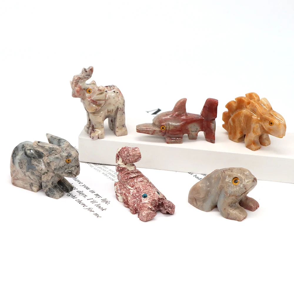 

Natural Shoushan Stone Carving Healing Crystal Animals Tiger Lion Rabbit Statue Miniature Zoo Collection Crafts Home Decoration