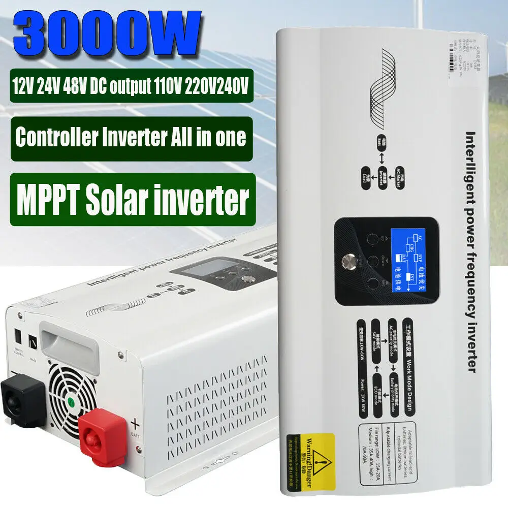 5000W Hybrid Solar Controller Inverter 2KW 3KW 5KW 6KW 110V 220V Pure Sine Wave Inverters LCD Display For On And Off Grid System