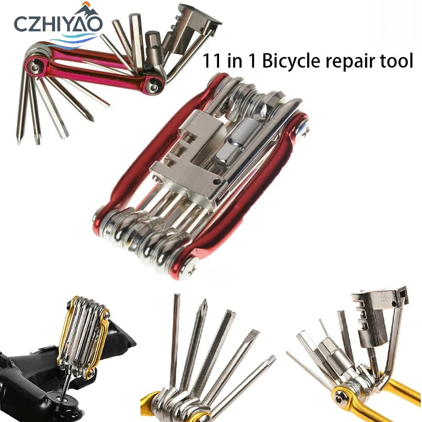 

CZHIYAO 11in1 Bicycle Multi Functional Tool Compact Lightweight For Repairing Bikes Includes Chain Breaker Tire Patch Kit
