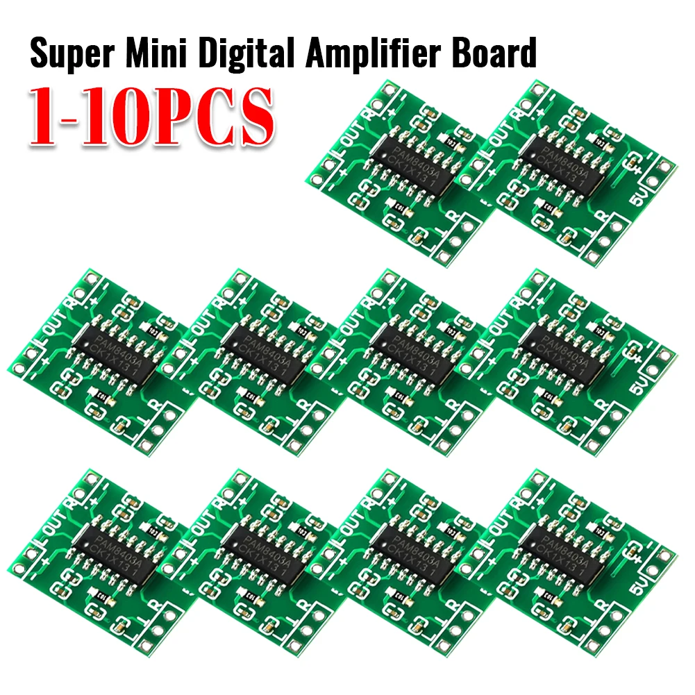 

PAM8403 Super Mini Digital Amplifier Board 2.5V-5.5V 2 Channels Audio Power Amplifier Module USB Power Supply for Volume Control