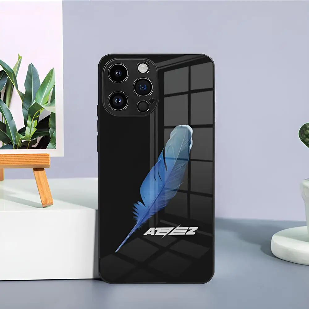 Singers A-ATEEZ Logo Phone Case For IPhone 15 Pro Max 14 Pro 12 11 13 Mini X XR XS 16 Plus SE 2020 Glass Cover
