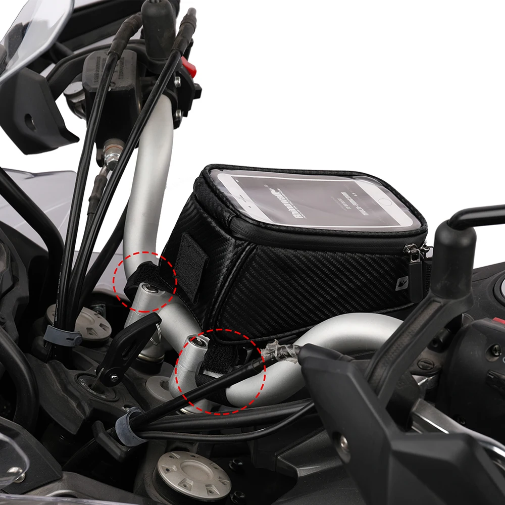 Rhinowak 1.5L Motorcycle Tank Bag Waterproof Touch Screen Phone GPS Bag Mobile Navigation Box With Rain Cover Tool Saddle Bag