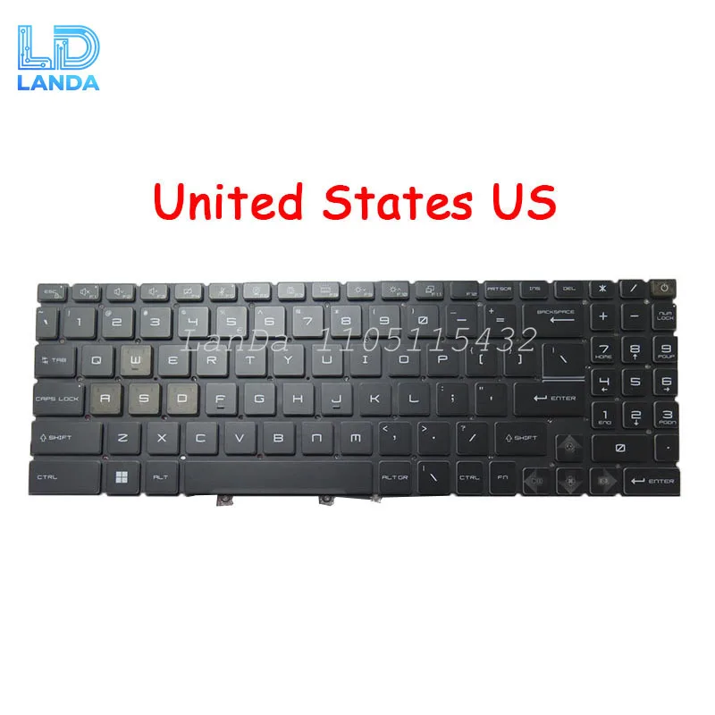 Per Key RGB Backlit US UK FR GR SP RU IT Keyboard For MSI Raider GE78 HX 13VI 13VH 13VG 14V 14VIG 14VHG 14VGG 14VFG English US