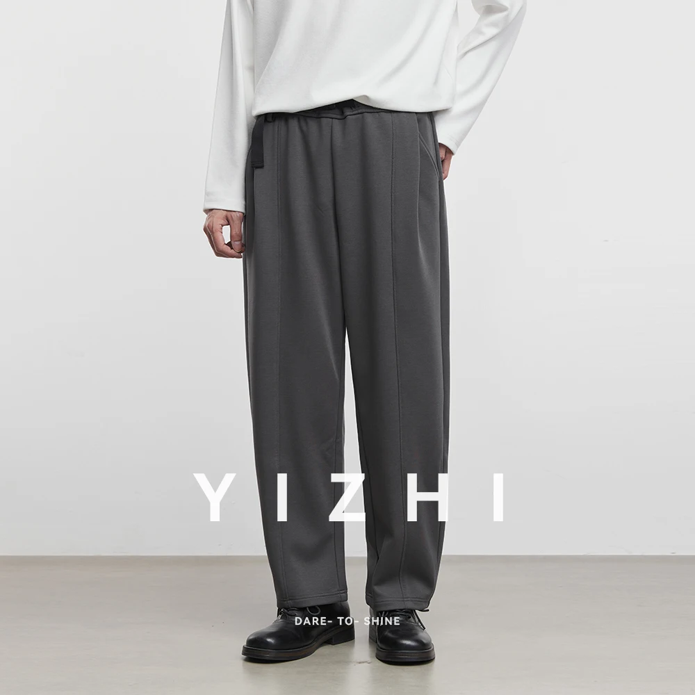 موضة الرجال متماسكة مستقيم فضفاض ثنى سراويل تقليدية 2025 الخريف والشتاء جديد كل مباراة السراويل بنطال ذو قصة أرجل واسعة #1