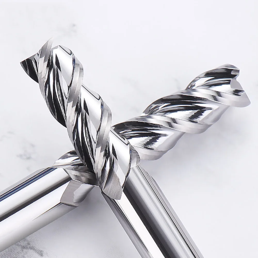 HRC55 Woodworking tools straight flutes Cnc carbide End mill Aluminum Copper Wood Milling cutter Milling Tools