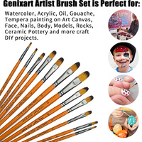 12 PCS Artist Filbert Paint Brush, Soft Anti-Shedding Nylon Hair Wood Handle for Acrylic Oil Watercolor Gouache Paint by Numbers