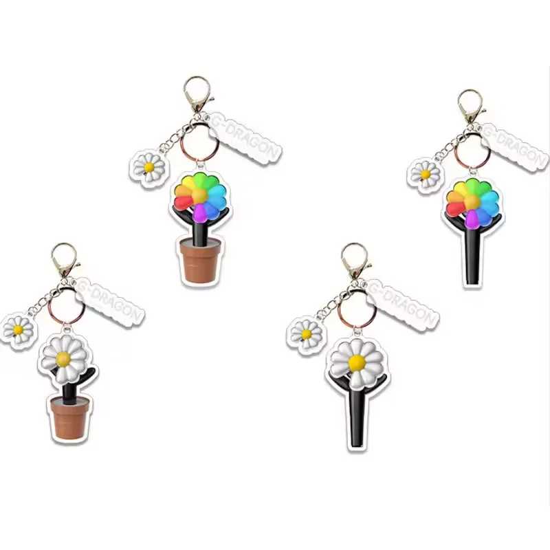 Kpop Bigbangs G-DRAGONS デイジーキーホルダー GD コンサート Lightsitck アクリルキーリングペンダントクラウンランプぬいぐるみアクセサリーファンギフト