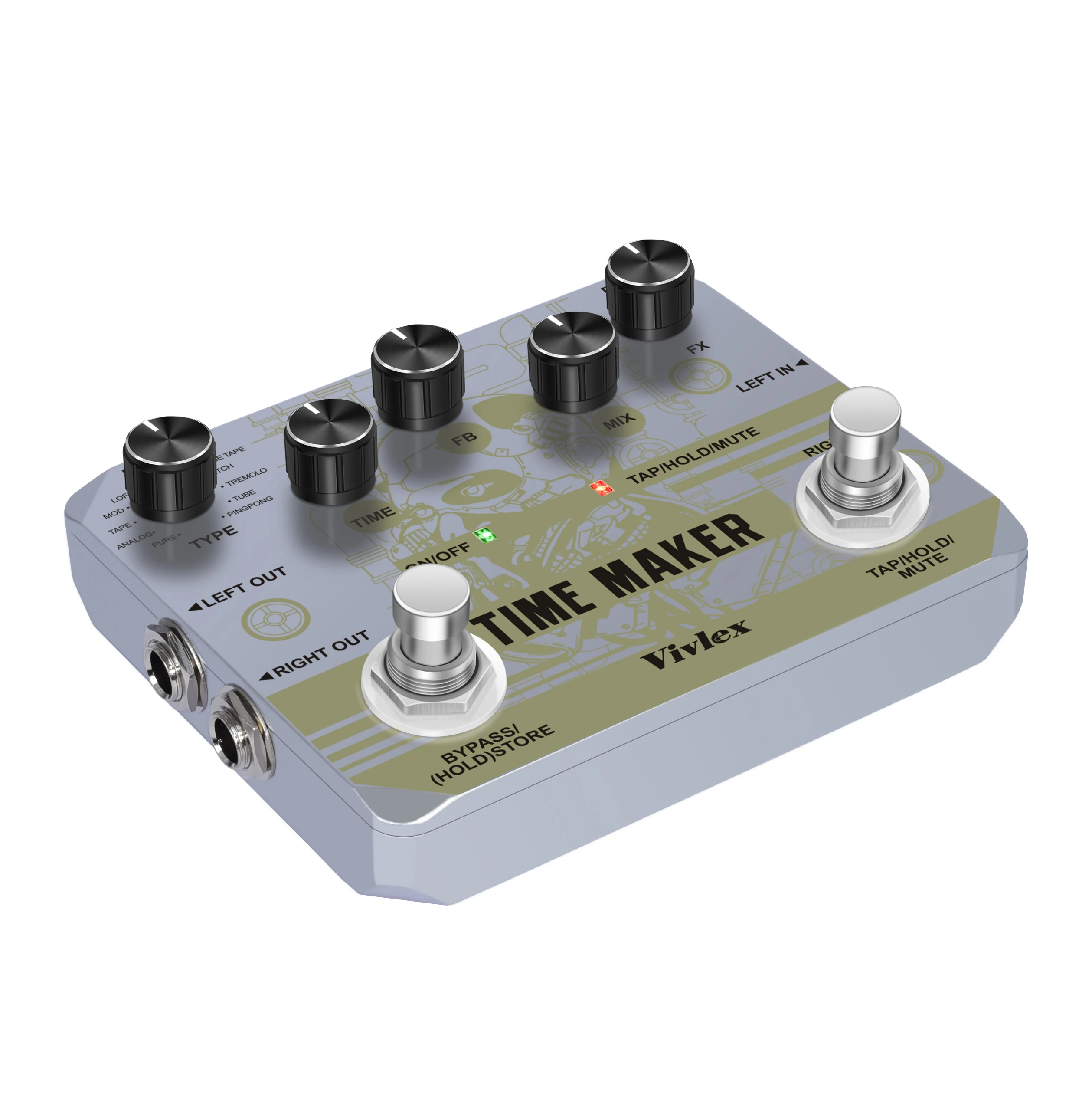 VIVLEX Ultimate Time Maker Dual Foot Switch Multi-Box 11 Types Delay Tape Effects Pedal Tap Tempo Function For Guitar Bass