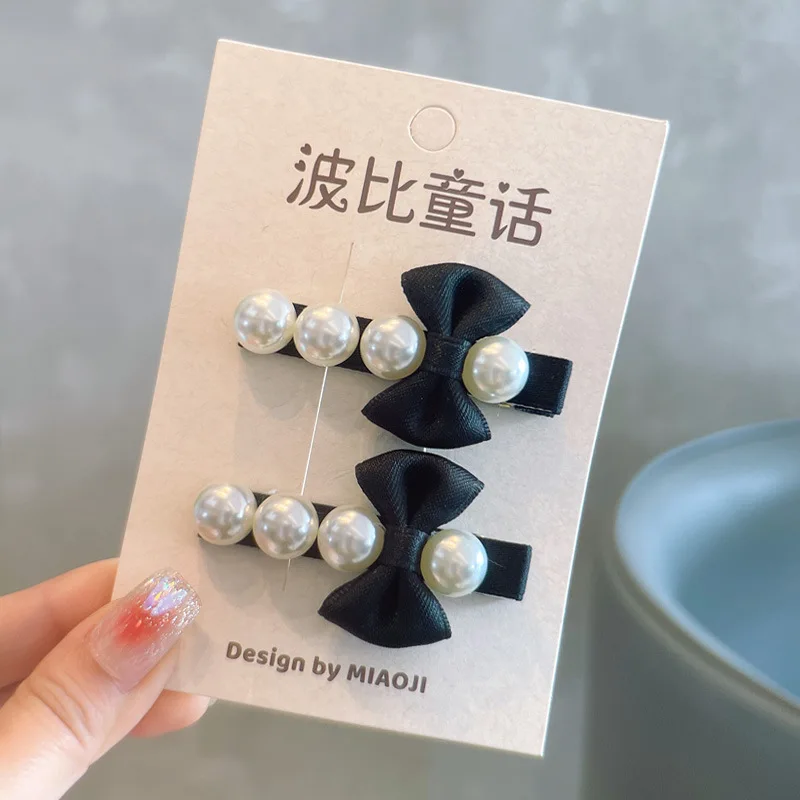 

Заколки для волос для девочек, 3D-заколки с жемчужными бантиками, пара, розовые, зеленые, милые, нескользящие, для малышей, в корейском стиле, аксессуары для волос