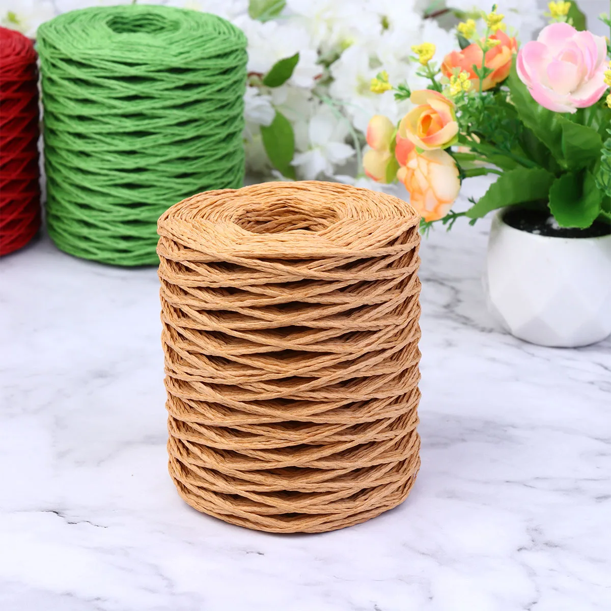 

3 Rolls Paper Rope Bird Nest Cord Twine Ribbon Christmas Colors Red Green Kraft Eco Friendly Recyclable Strong