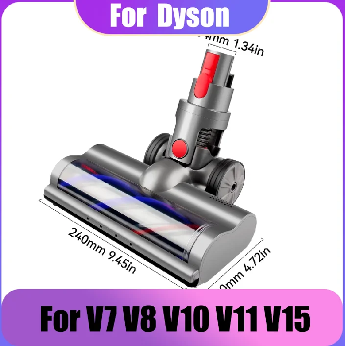 Roller Brush Head For Dyson V7 V8 V10 V11 V15 Cordless Vacuum Cleaner Quick-Release Motorhead with LED Headlights  Replacement