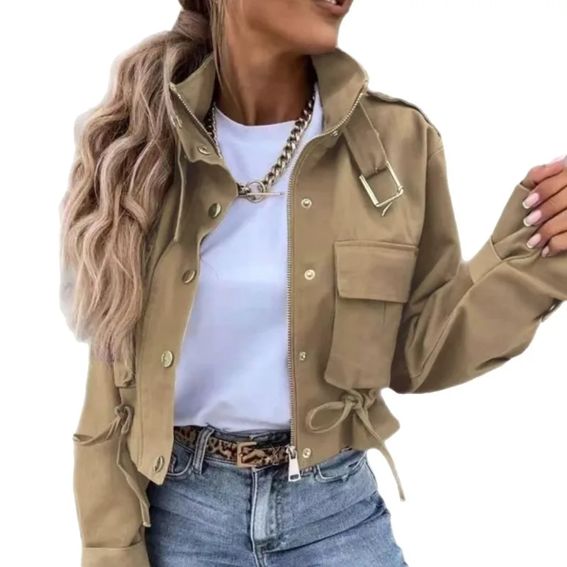 Dámský podzimní a zimní nový rolák s jedním řadovým zapínáním na zip, krátký ležérní dlouhý rukáv, Harajuku Trap Zara - náhled 5