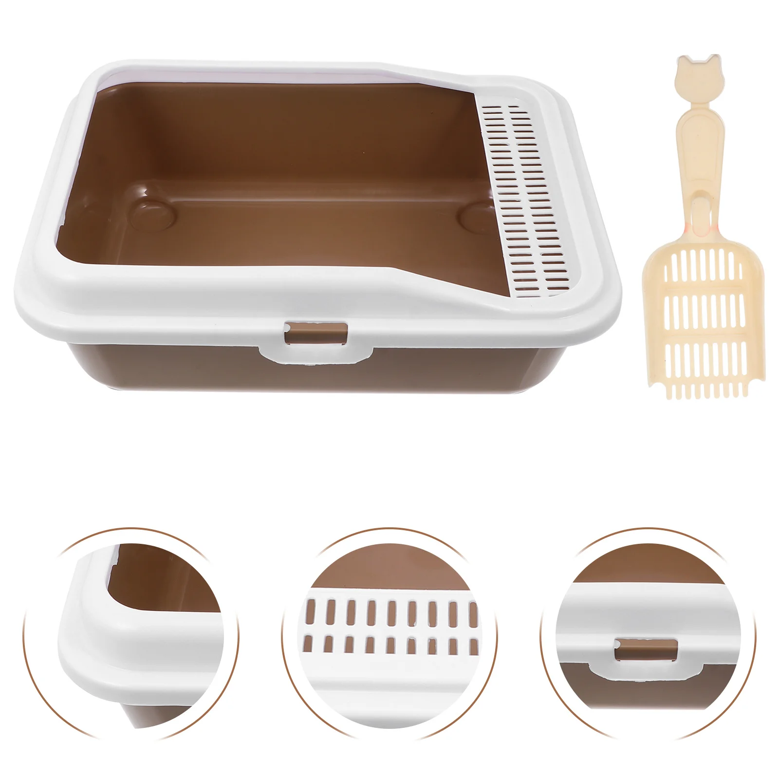 

Cat Litter Box Semi-Closed Durable Splash-Proof Potty Training Toilet Tray Litter Pan for Cats Kitten Deodorant Easy Clean