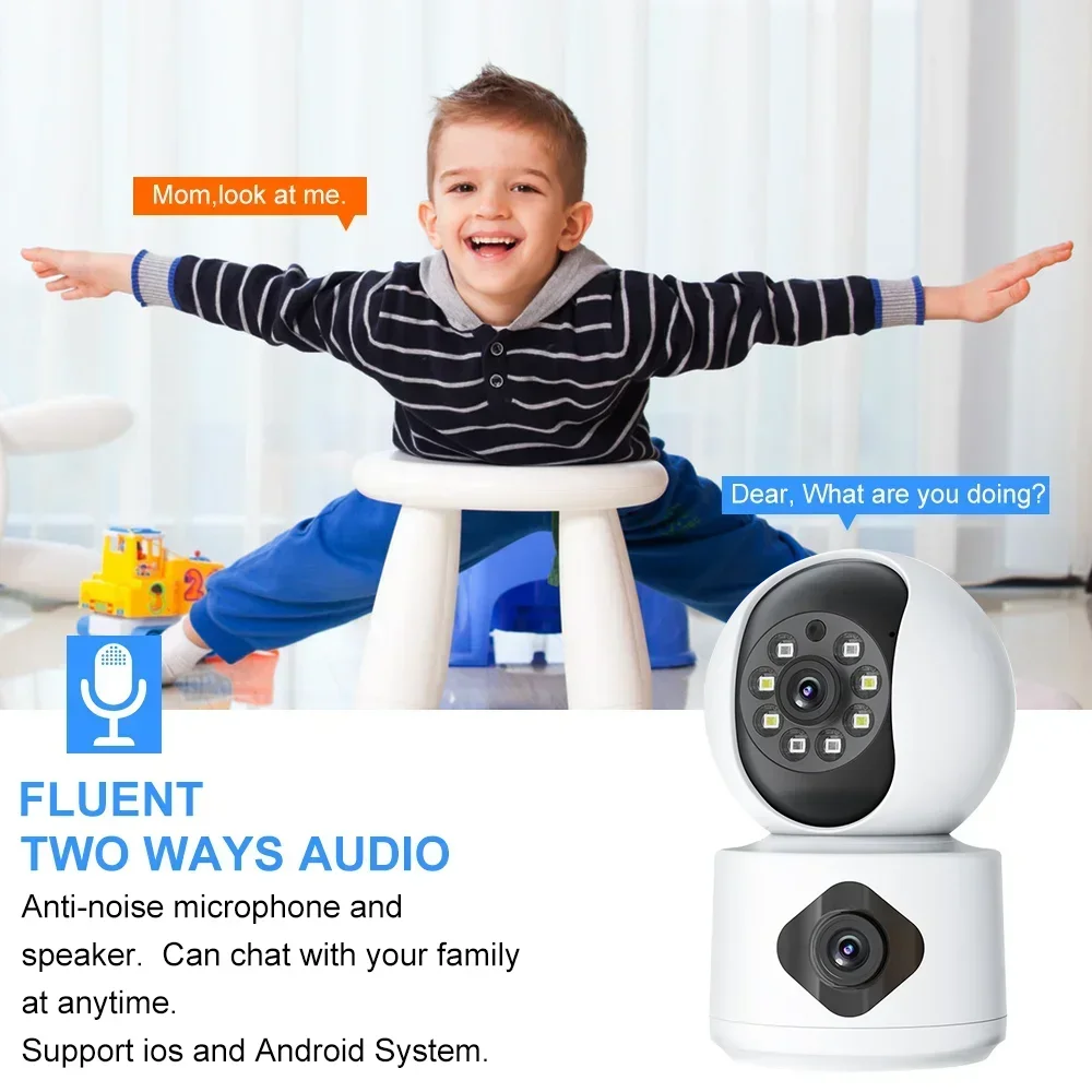 Tuya 4MP 8MP WiFi Camera PTZ Indoor Dual Lens Baby Monitor Color Night Vision Camera Dual Screen Auto Tracking Video Security