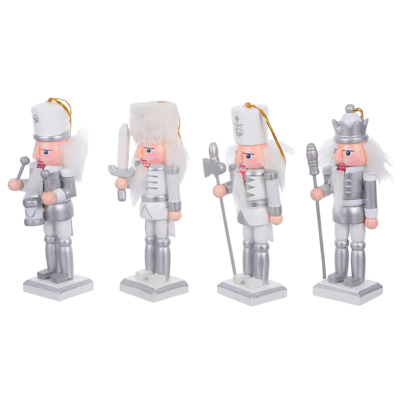 

4Pcs Nutcracker Wooden Soldier Christmas Holiday Tabletop Decorations Classic Xmas Nutcracker Ornaments Festive Decor