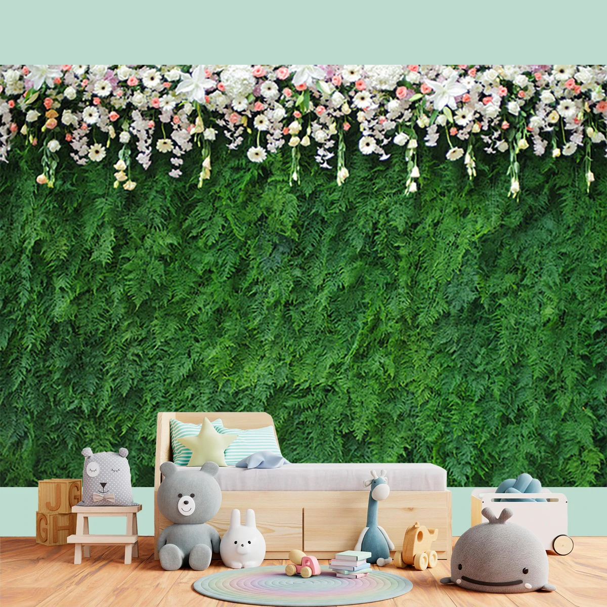 Wedding Shower Backdrop Green Leaves Flower Background Anniversary  Banner Engagement Party Photography Wedding Ceremo Photo