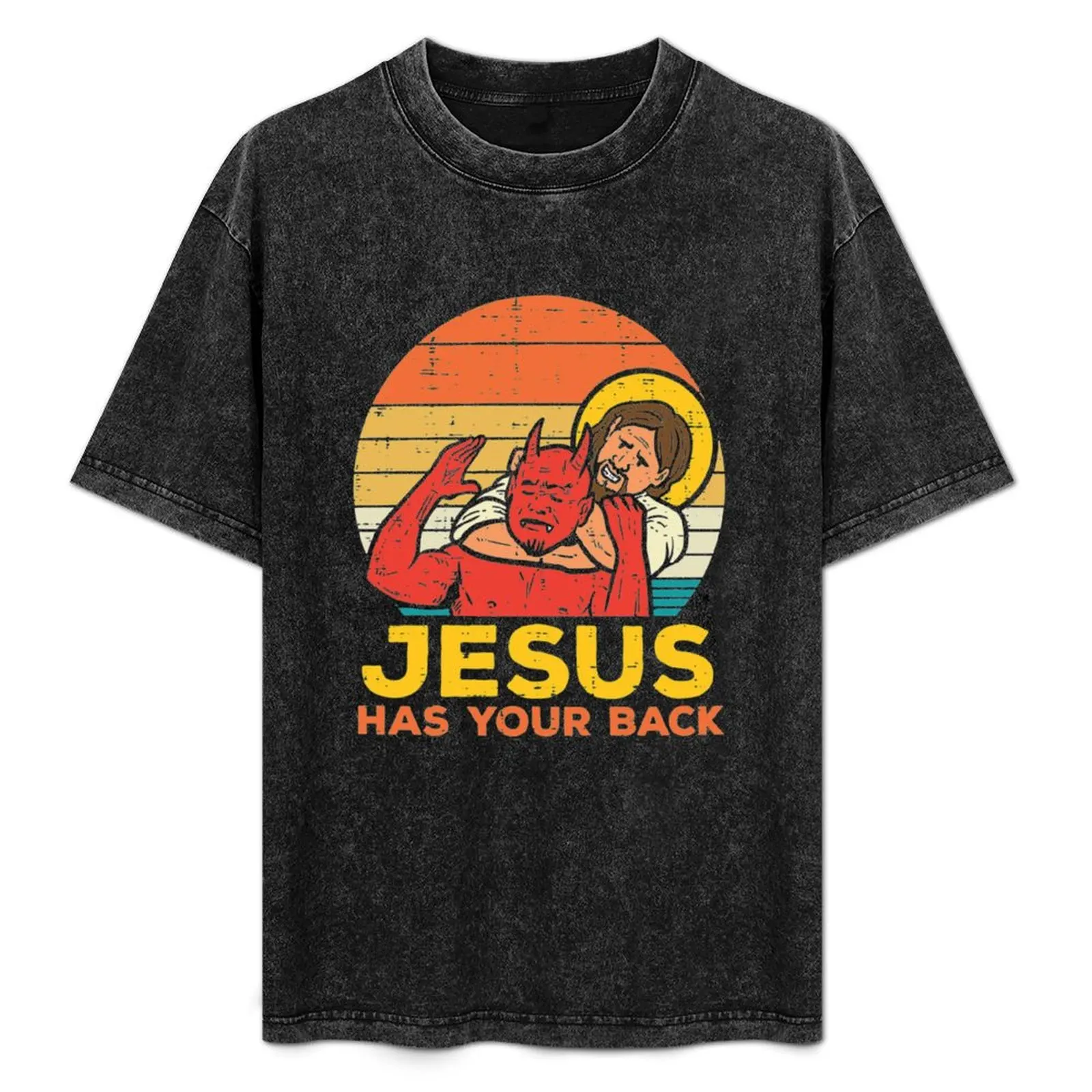 

Jesus Has Your Back Jiu Jitsu Retro Christian Men T-Shirt oversized t shirt quick-drying t shirts for men cotton