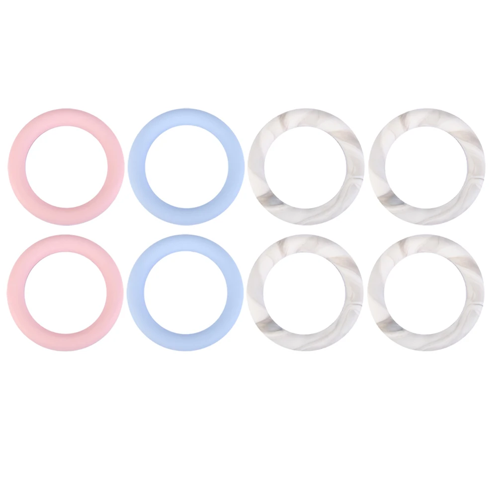 

8 Pcs 55MM Silicone Beads Lanyard Non Detachable Keychain Rings for Bags Craft DIY Lightweight Soft Bright Colors Mixed