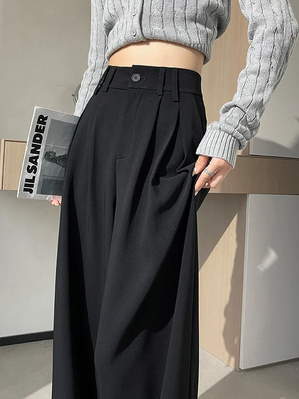 

Black Wide Leg Suit Pants Women's Loose Casual High Waist Trousers Spring Summer Autumn Fashion plus Size Straight Leggings