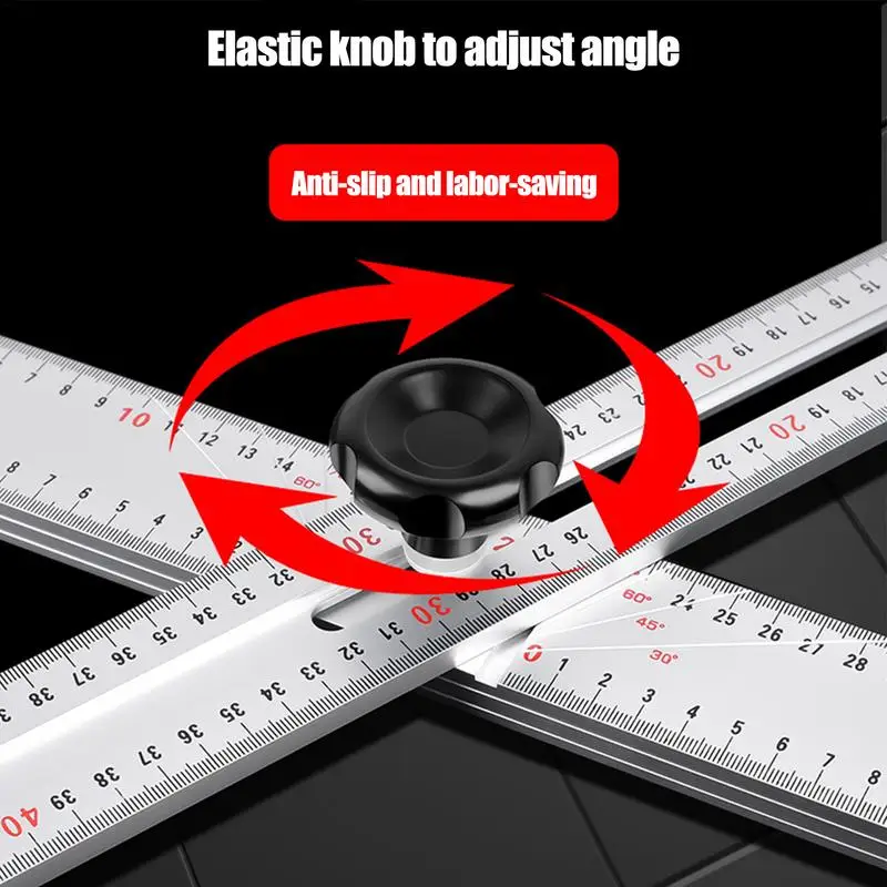 Woodworking 2-in-1 Punching Positioning Ruler T-Shaped Ruler Multifunctional Angle Ruler Aluminum Alloy Marking Measuring Tool