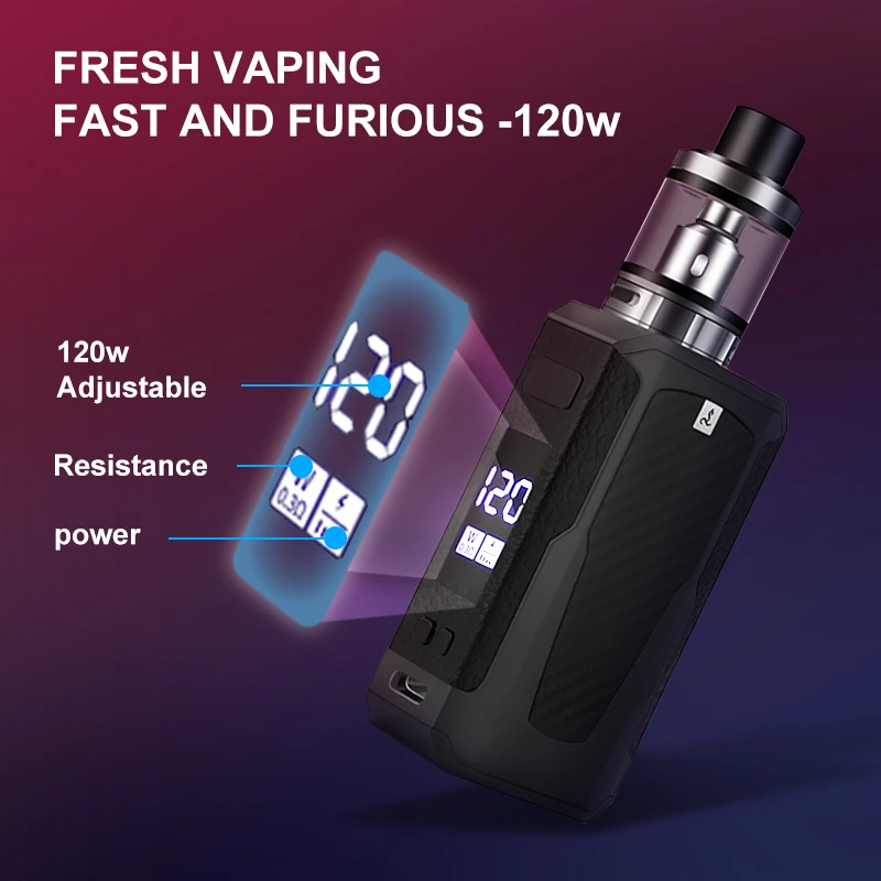 E8 120W zestaw Vape Box Mod elektroniczny papieros 1800mah 2.5ml Atomizer olowy ekran E papieros Vaporizador E Sigar