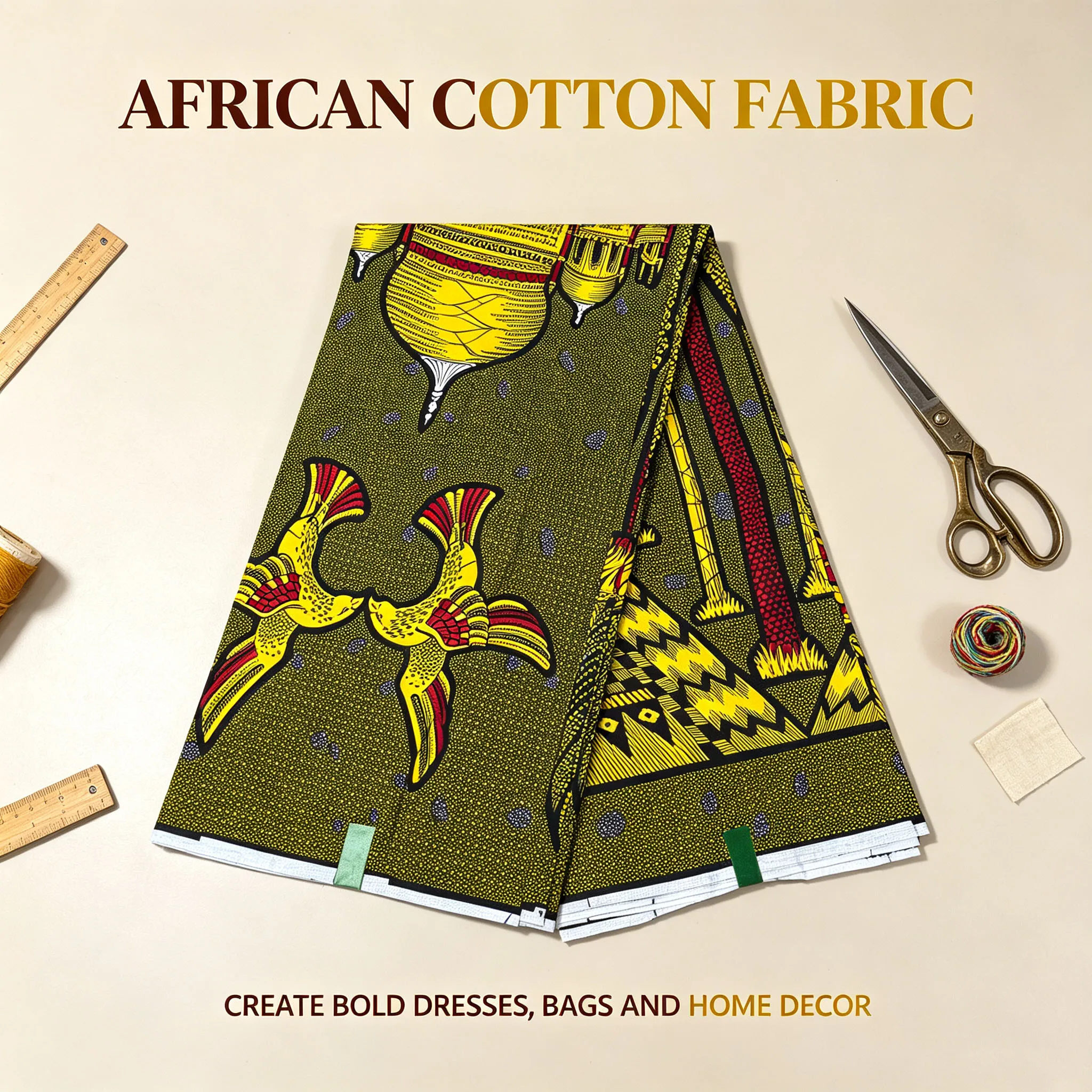 African Ankara Print - Tissu africain imprimé Ankara motif hirondelle