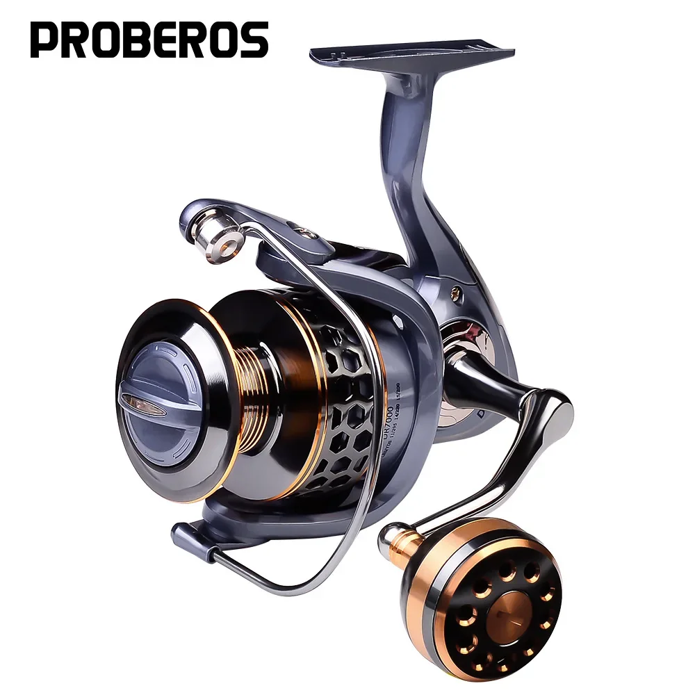 

PROBEROS Fishing Reel Full Metal Wire Cup Spinning Reel 5.1:1 Sea Rod 10 kg Drag Anchor Fish Long Throw Fishing Accessories