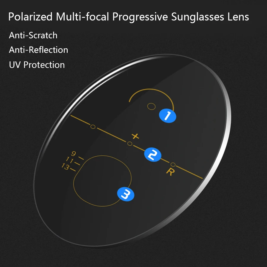 

1.56 1.61 1.67 Aspheric Optical Polarized Multi-focal Progressive Prescription Sunglasses Lens Myopia Presbyopia UV Protection