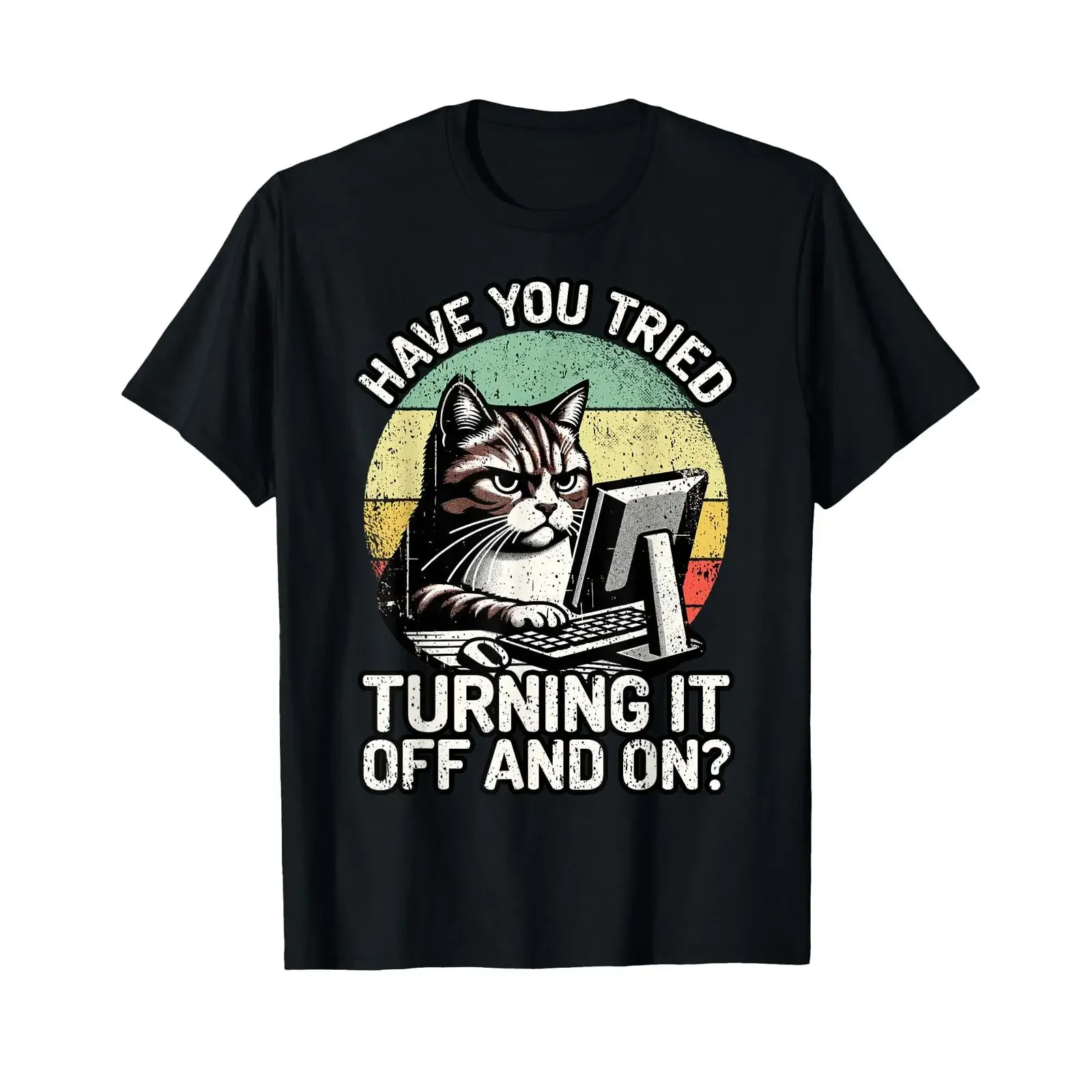 T-shirt humoristique pour ingénieur informatique, technicien informatique, ou personne de la maintenance informatique, avec motif graphique vintage délavé, polyvalent, décontracté et élégant.