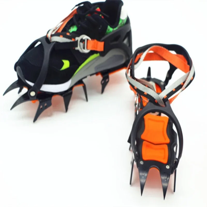 12 Tooth Ice Snow Crampons Anti-Slip Climbing Gripper Shoe Covers Spike Cleats Stainless Steel Snow Skid Crampon For Sport