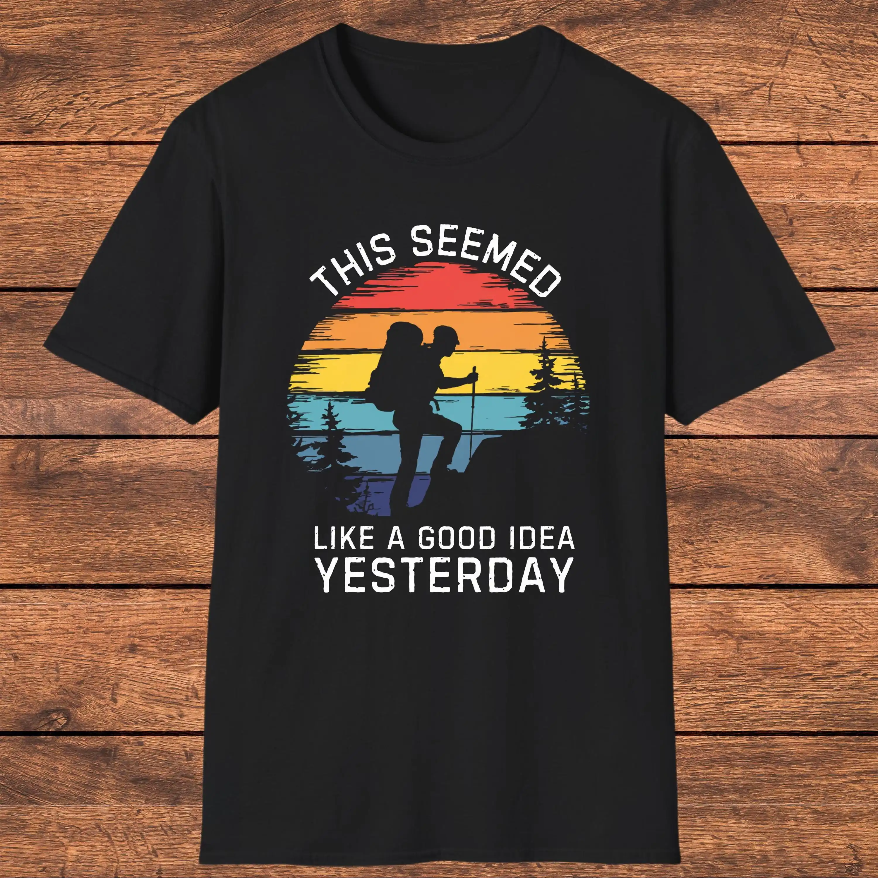 Funny Hiking T Shirt Retro Outdoors Adventure Trail Humor for Hikers Mountain Climbing