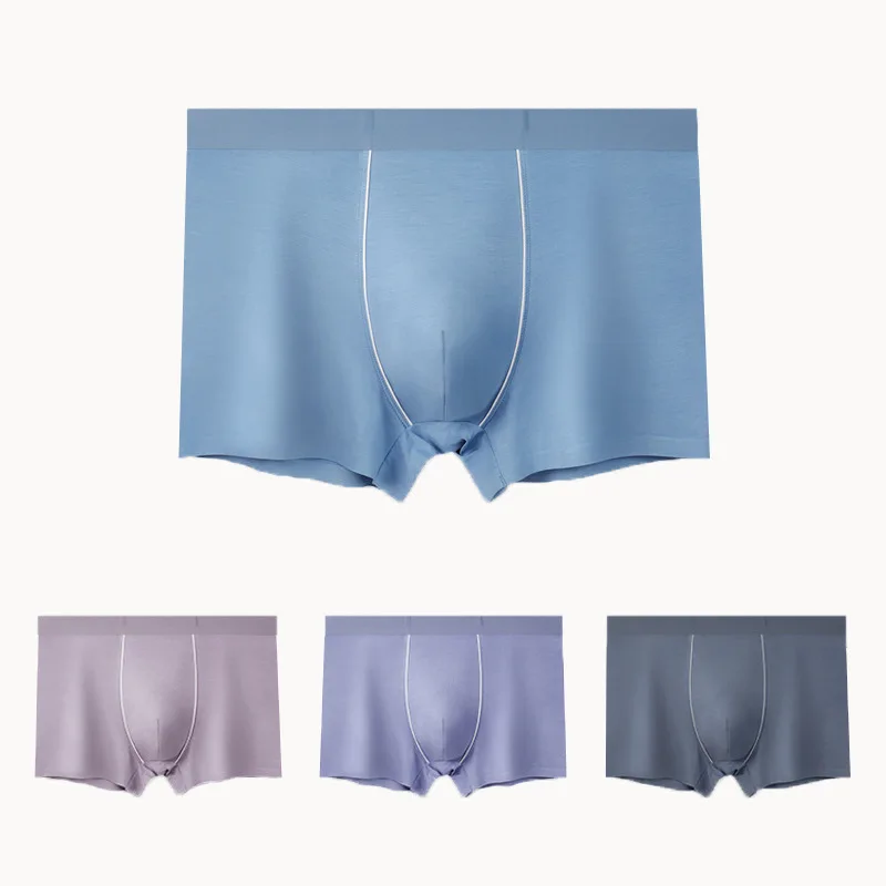 Men's breathable mid waist silver fiber flat angle shorts with antibacterial properties3PCS