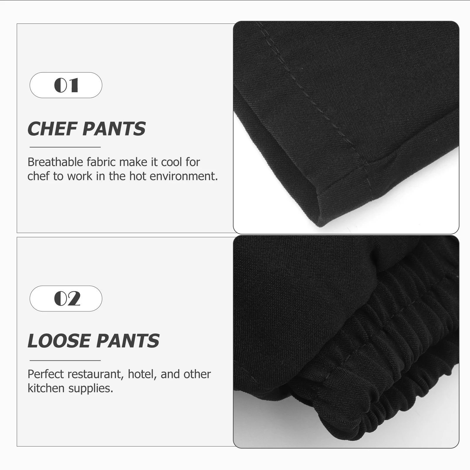 Pantaloni da cuoco traspiranti Abiti da lavoro resistenti all'olio per forniture da cucina dell'hotel Uniforme da mensa allentata in cotone poliestere