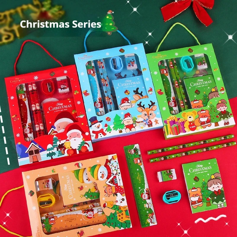 4/2 Sets of Randomly Assorted Styles Christmas Six-Piece Stationery Gift Box Student Souvenir Practical Small Gift Back-To-School Prize Set
